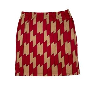 Vintage Red and Tan Print Stretchy Skirt